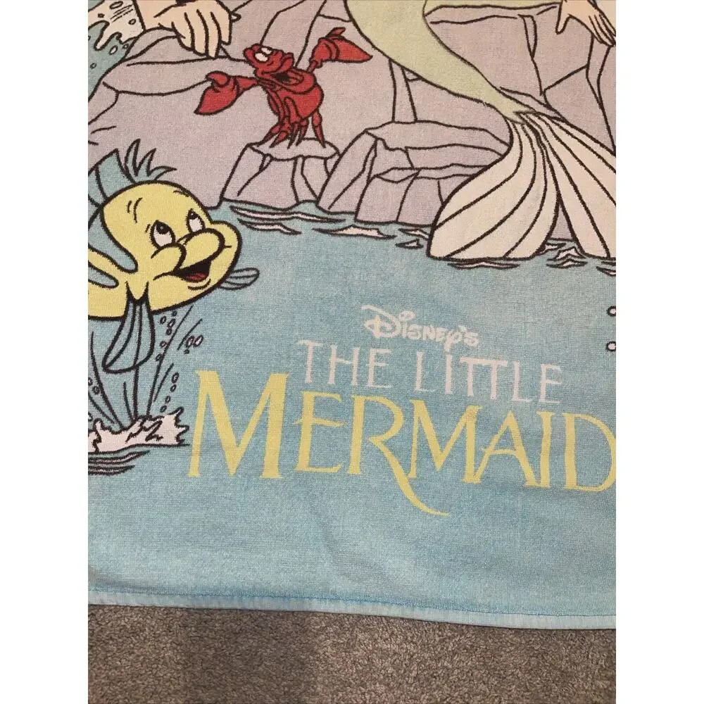 Little Mermaid Vintage 1990's Franco Disney Beach Towel 30x58 RARE Ariel Triton